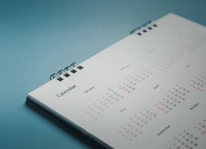 A close up of a calendar page