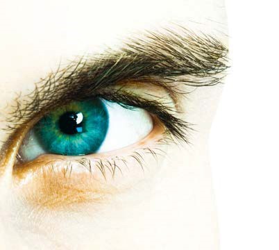 Close up image of blue human eye
