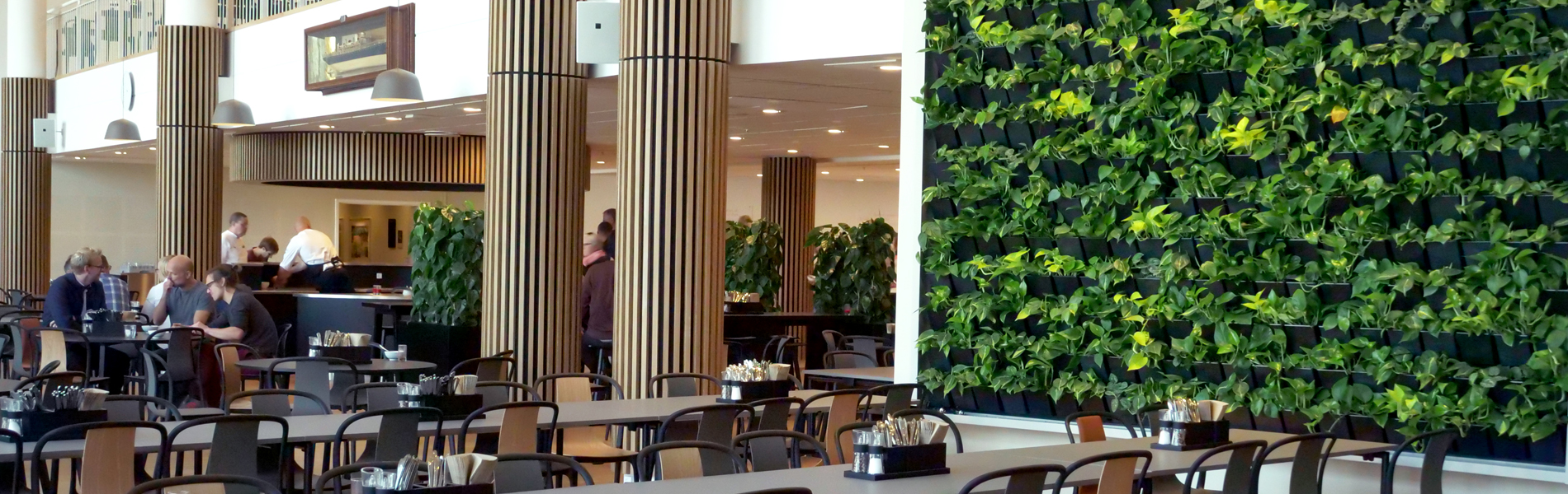 Restaurang with a green wall made of leafs | Coor 